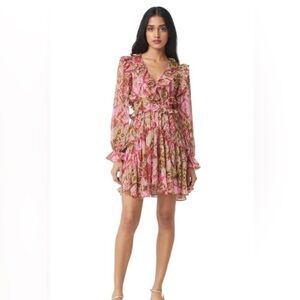 Misa NWT Floral Pink and Brown Women's Dress Size S